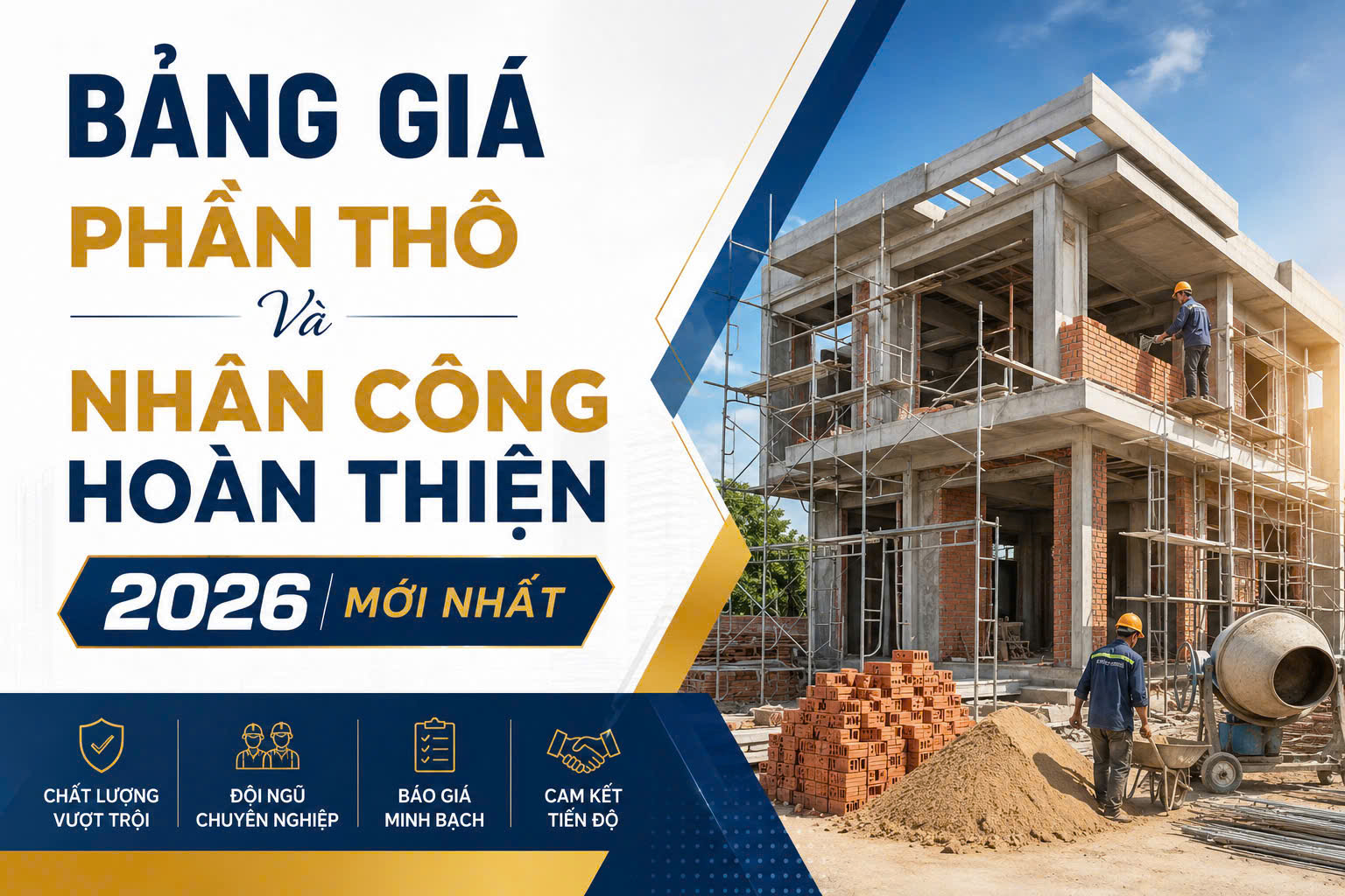 Bảng Giá Phần Thô Và Nhân Công Hoàn Thiện 2026 Mới Nhất | Công Ty Xây Dựng TCO